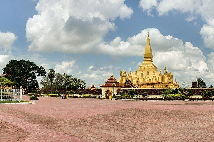 The gilded stupa of That Luang in Vientiane The gilded stupa of That Luang in Vientiane